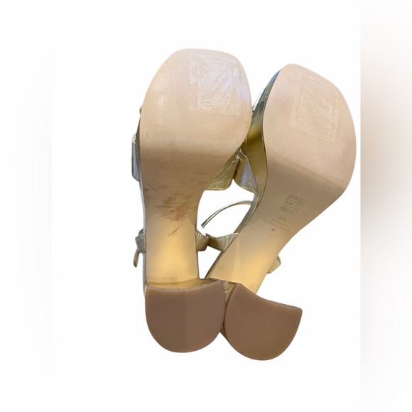 Kate Spade Metallic Gold Platform Sandals with Ankle Strap - Picture 8 of 9